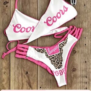 Coors Pink and White Bikini Set